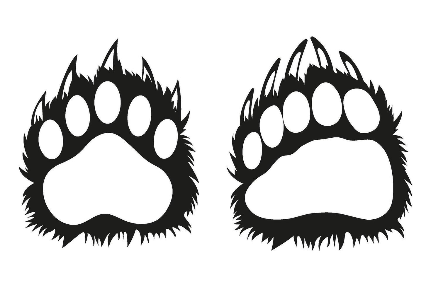 bear paw. Grizzly bear footprint vector illustration isolated on white background