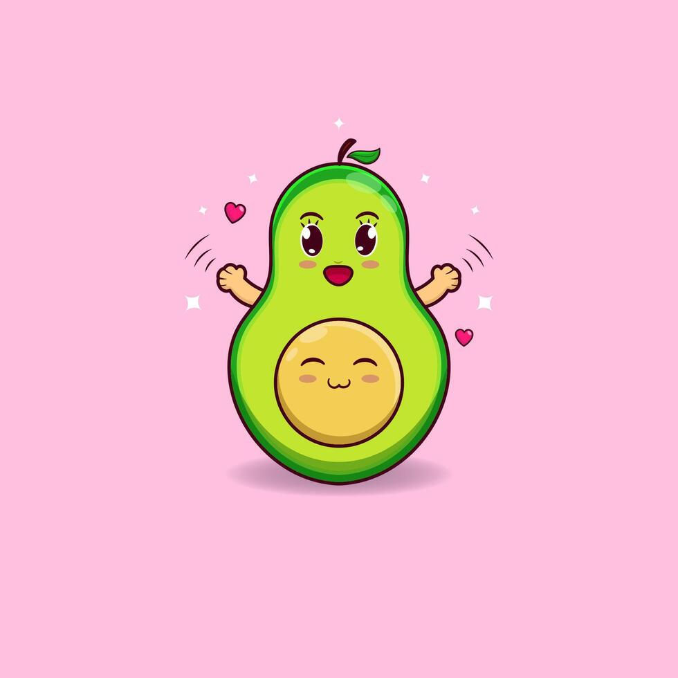 free vector avocado cartoon happy expression