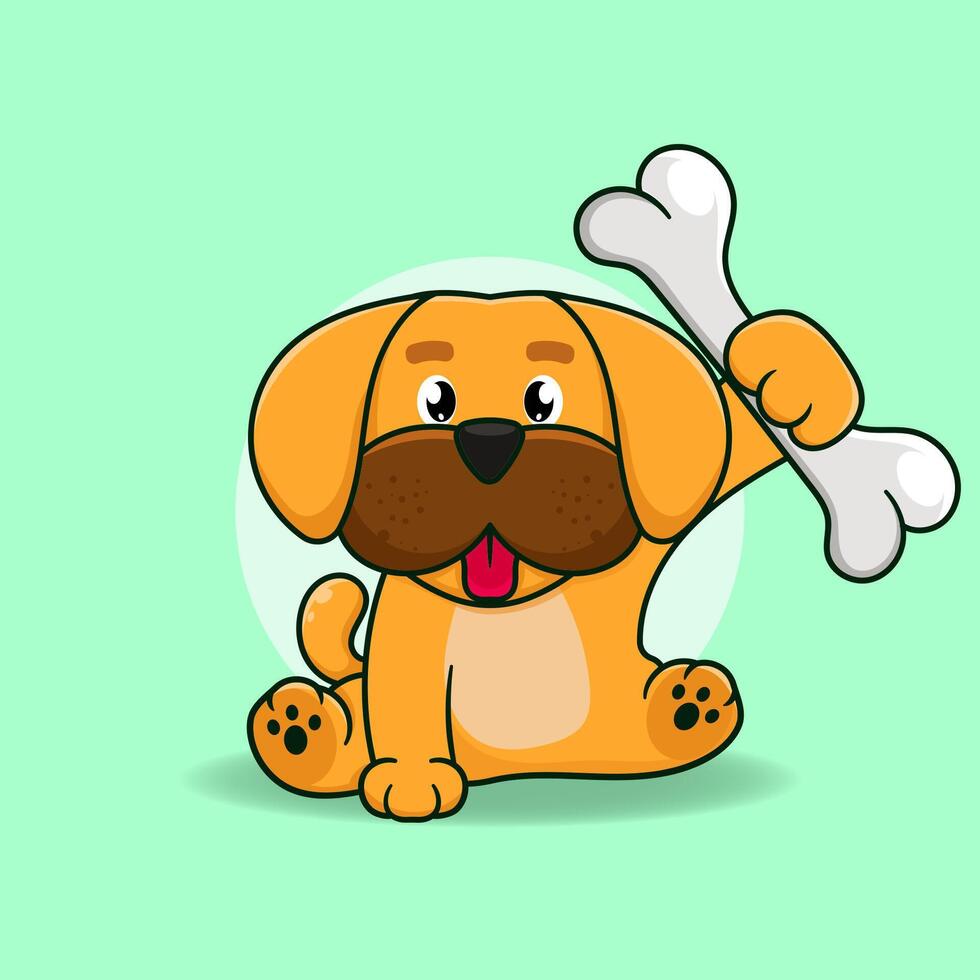 Free vector cute dog hold big bone