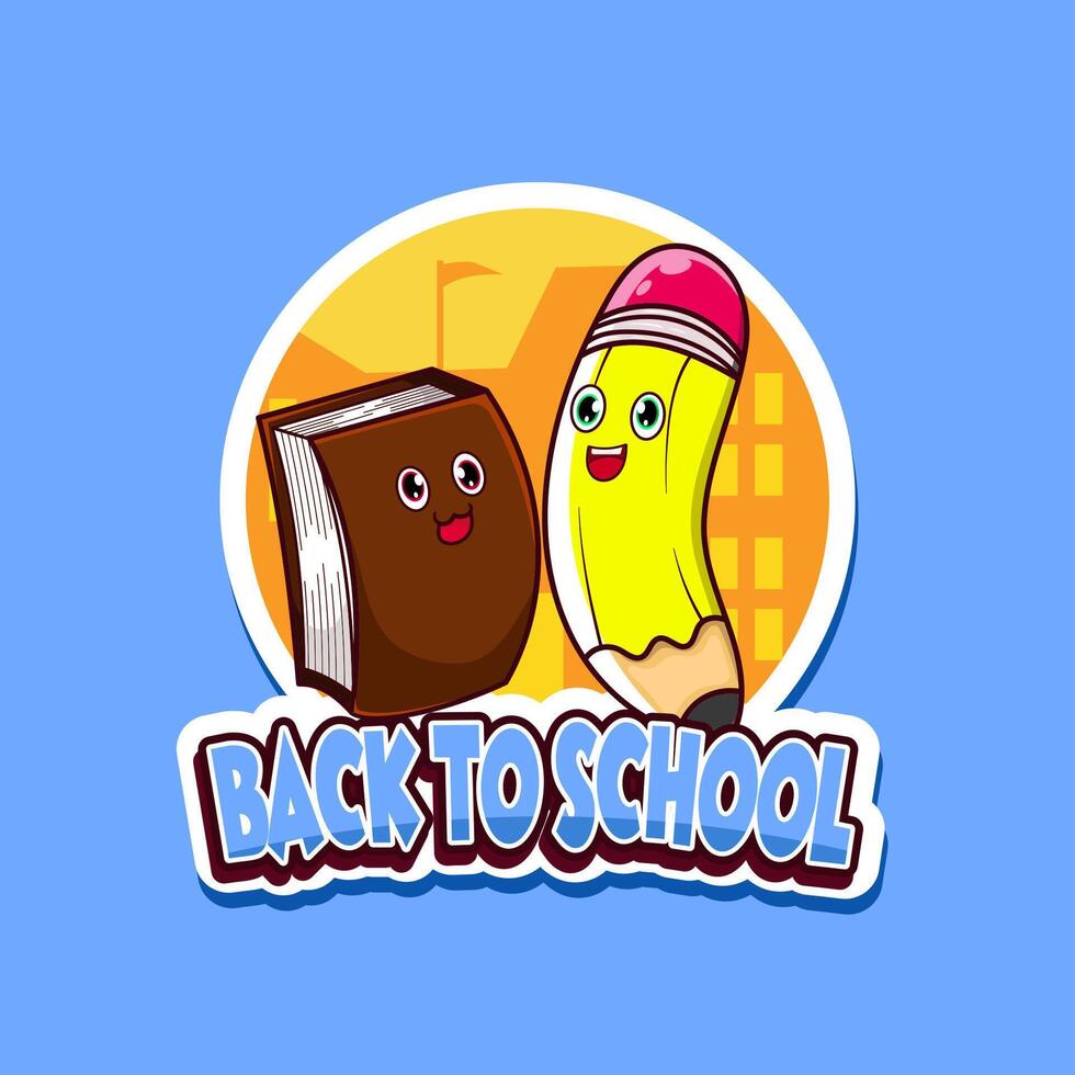 free vector back to school mascot book and pencil.