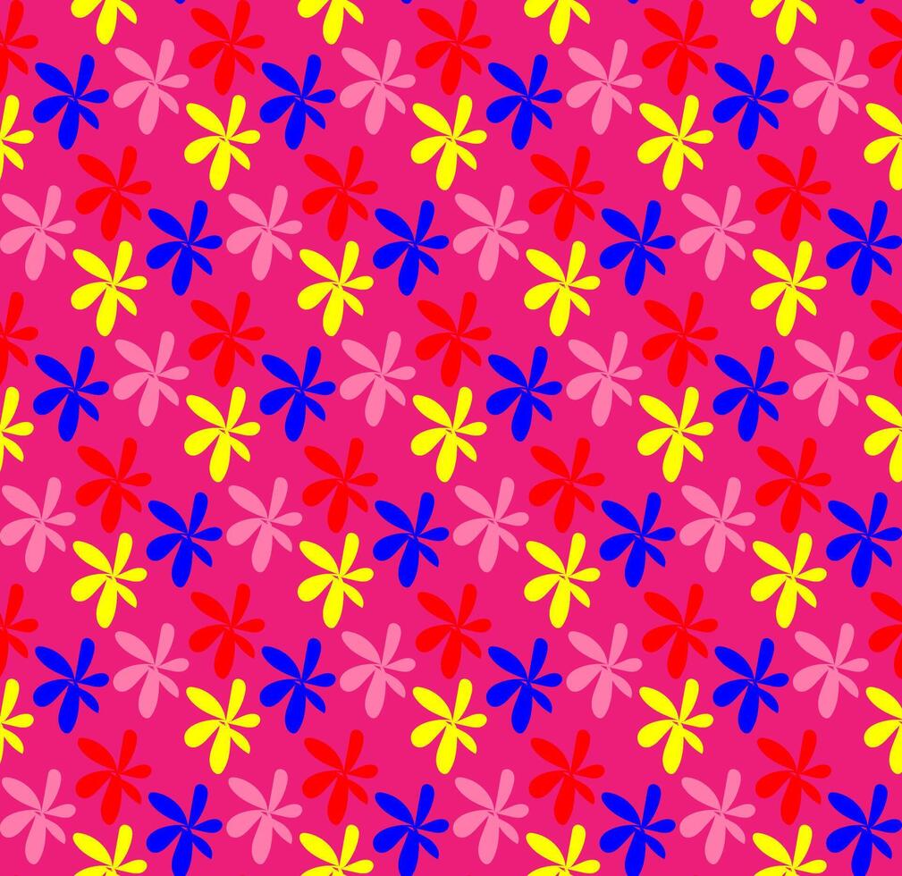 Bright seamless floral pattern in the form of multi-colored flowers on a pink background vector