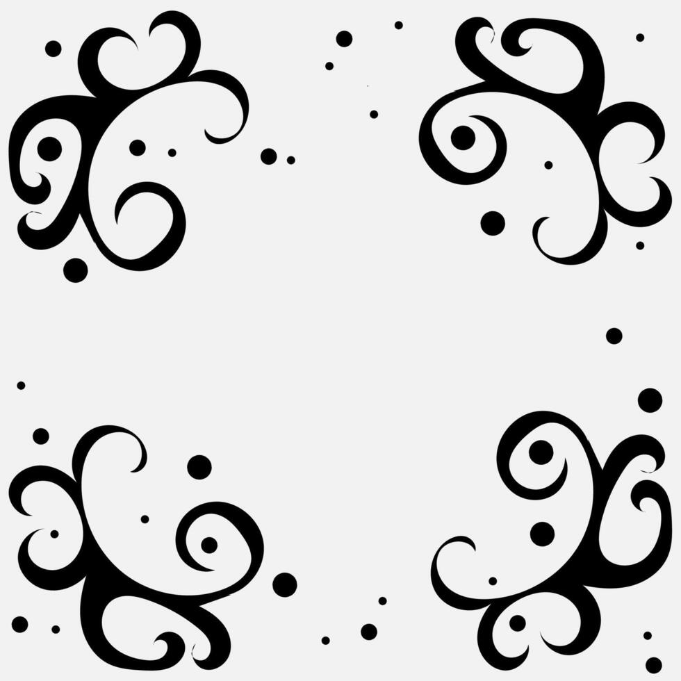 Original abstract fantasy pattern in the form of black spirals and dots on a white background vector