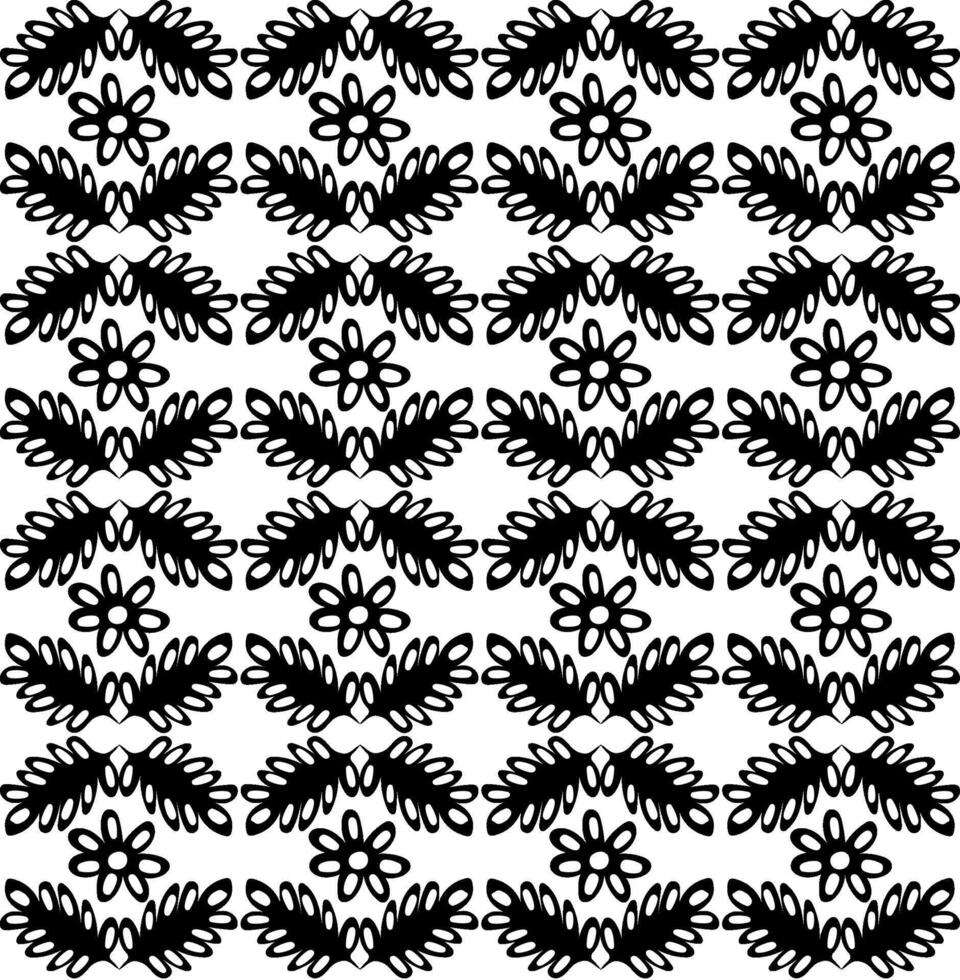 Original seamless black and white floral pattern in doodle style vector