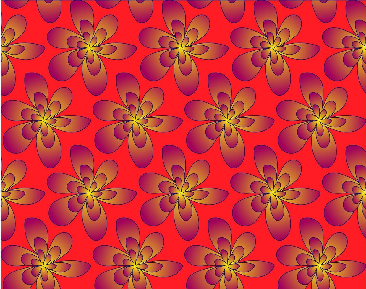 Seamless floral pattern in the form of blue and yellow flowers on a red background vector