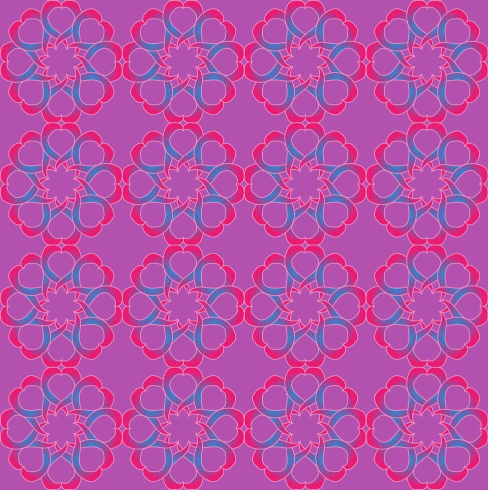 Abstract seamless floral pattern in blue color on pink background vector