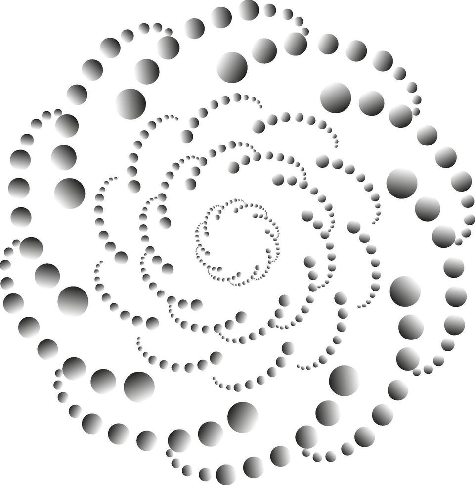 Round abstract pattern in the form of gray balls arranged in a circle on a white background vector