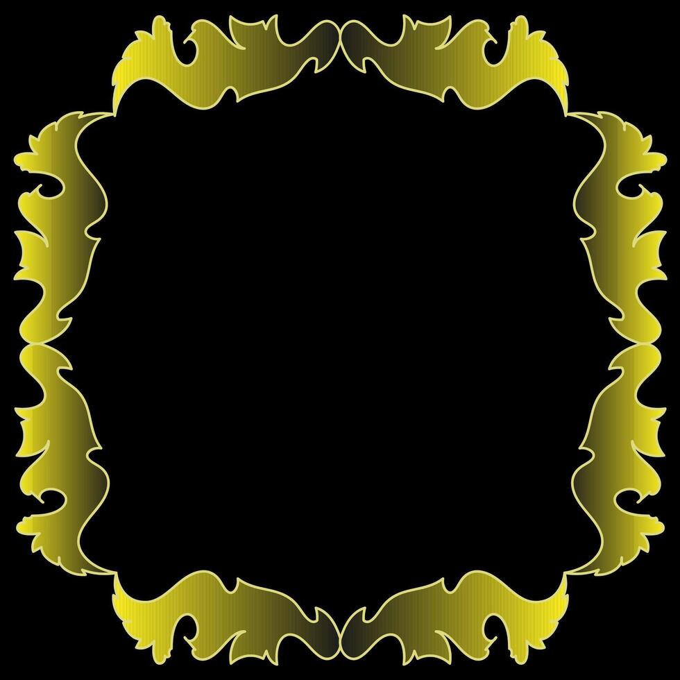 Beautiful stylish carved gold frame on a black background vector