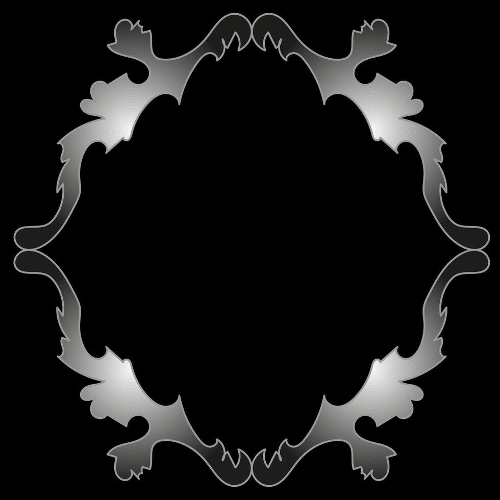 elegante tallado plata marco en un negro antecedentes vector