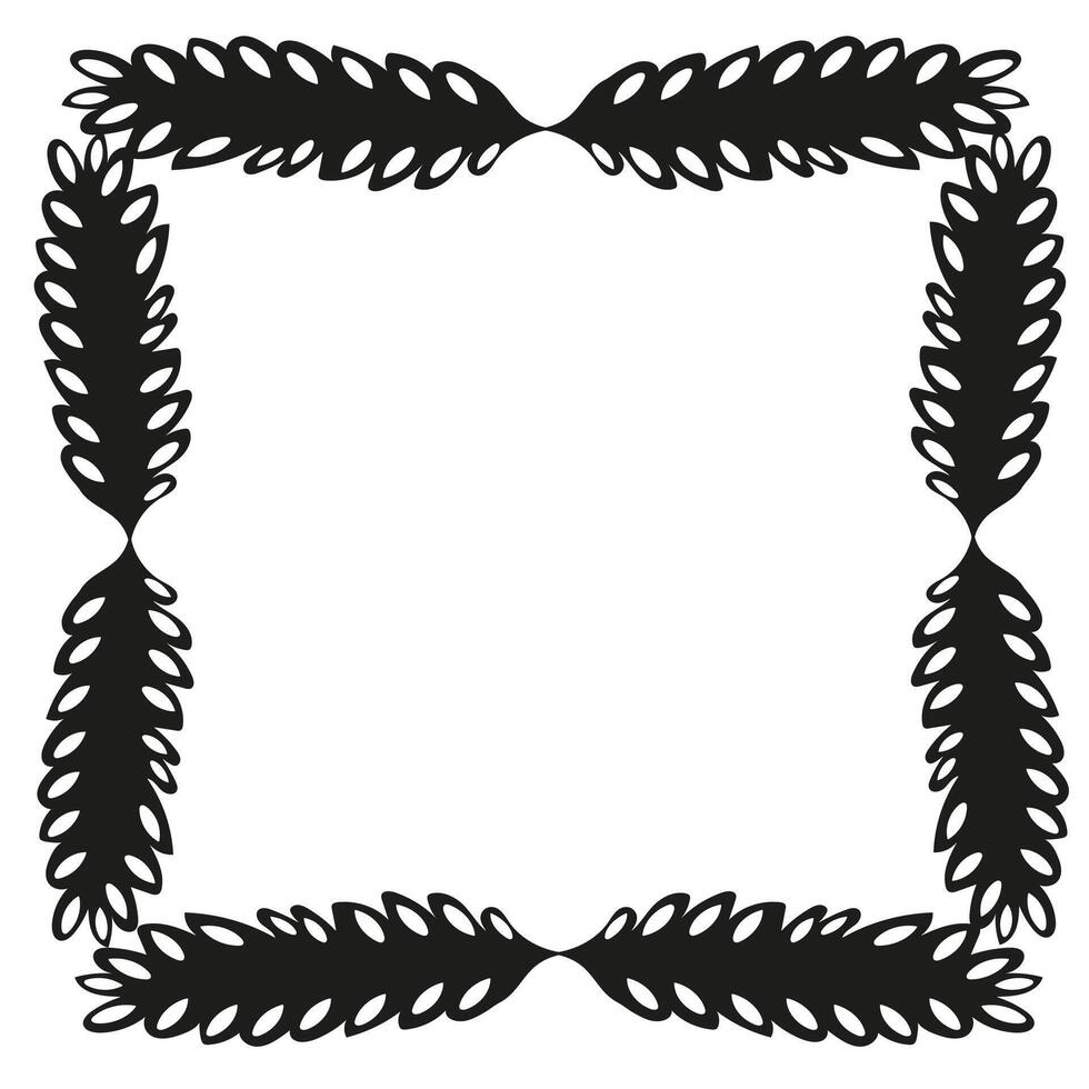 Original black frame on a white background, drawn in doodle style in the form of ears of wheat vector