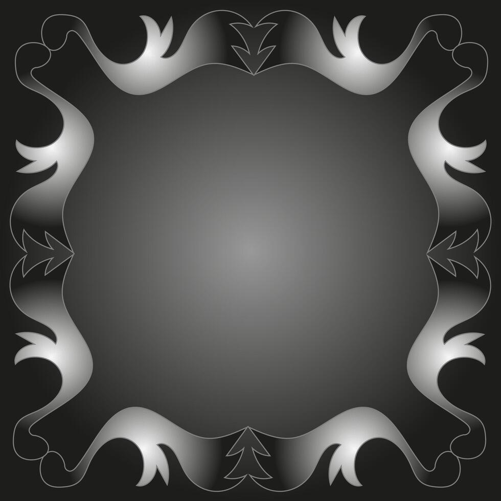 Beautiful stylish carved silver frame on a gray background vector