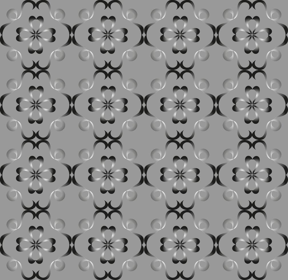 Beautiful vector seamless monochrome pattern on a gray background