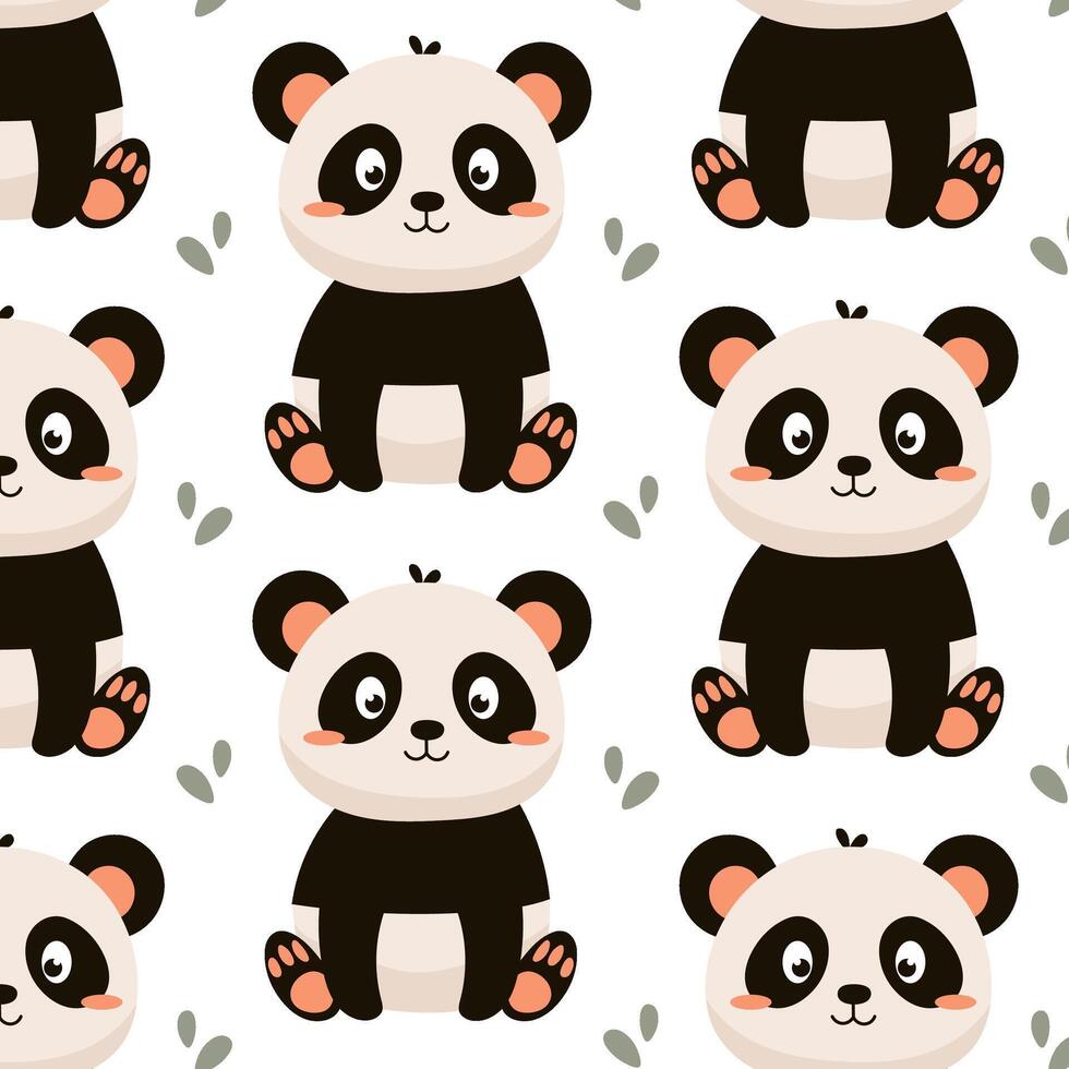 sin costura modelo con linda panda. vector ilustración de un panda en plano estilo. niños modelo. antecedentes con panda.