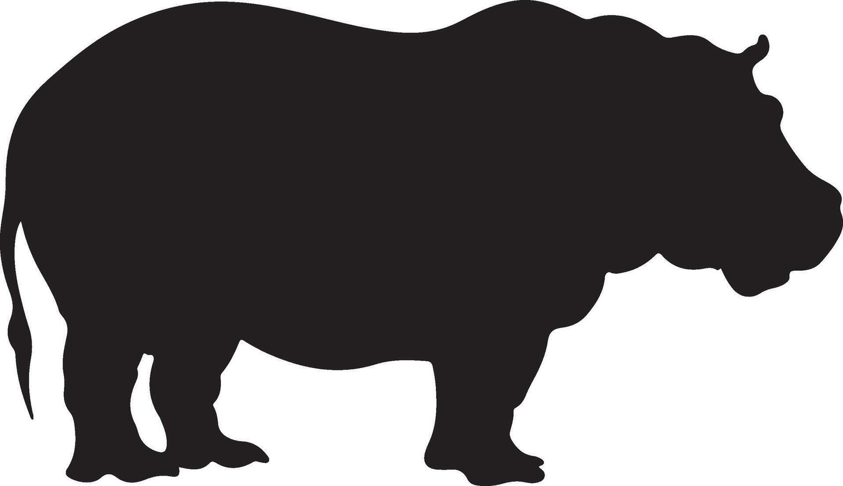 Hippo Silhouette Vector Illustration White Background