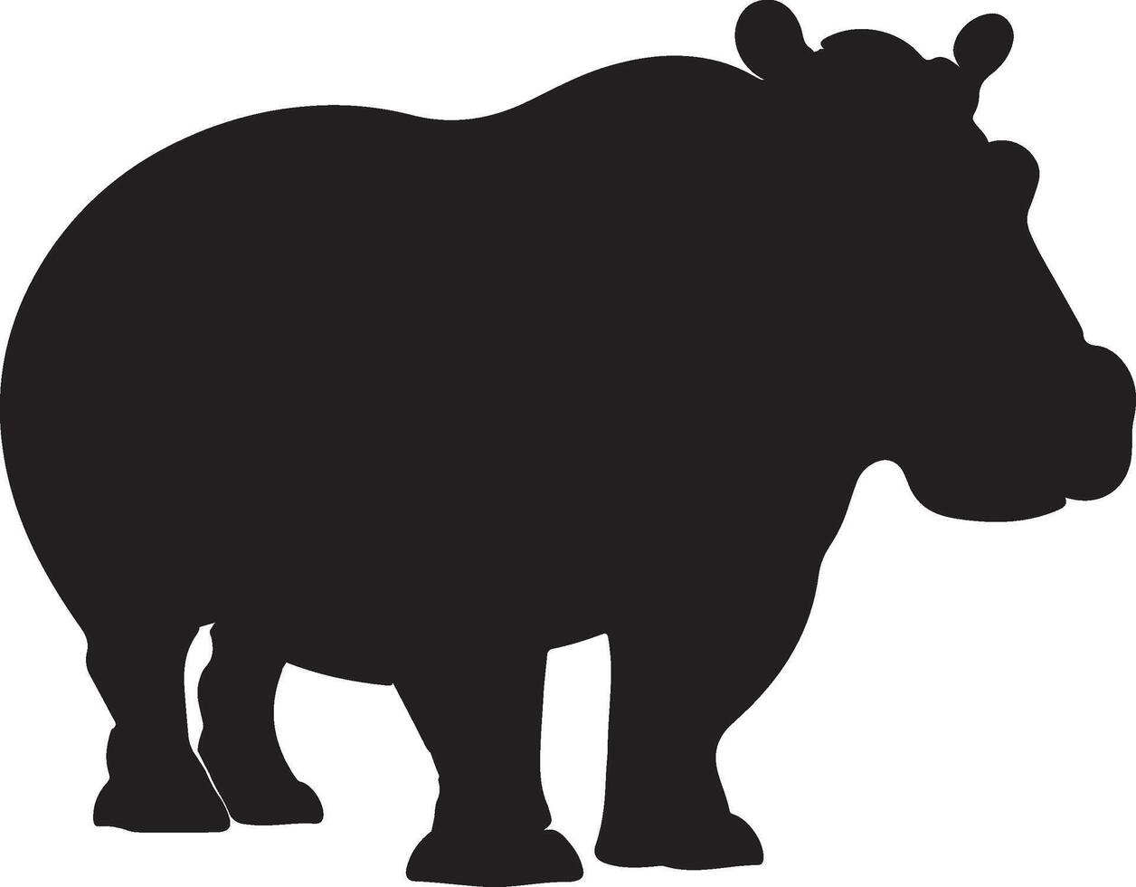 Hippo Silhouette Vector Illustration White Background