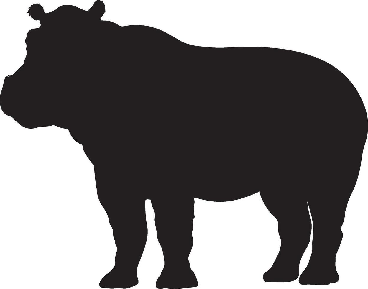 Hippo Silhouette Vector Illustration White Background