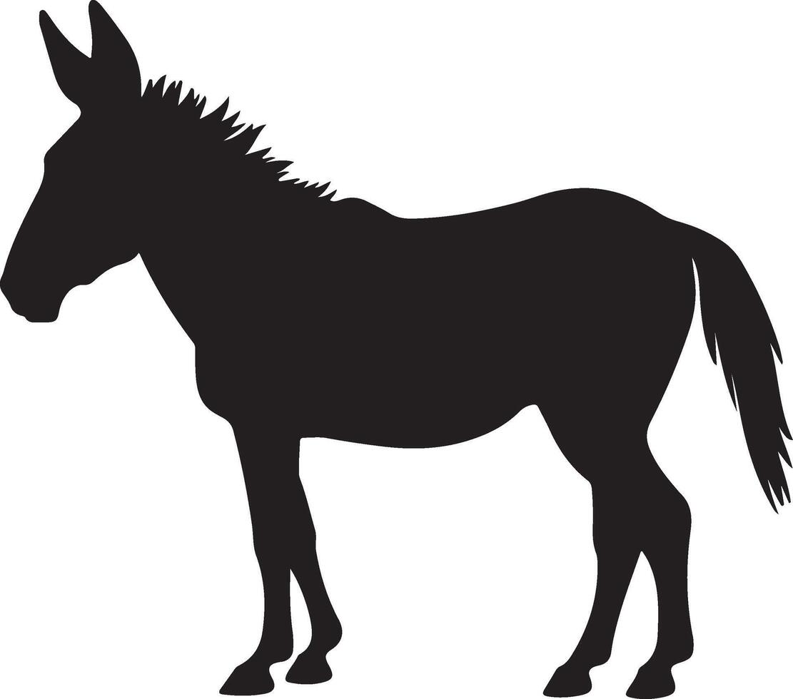 Donkey Silhouette Vector Illustration White Background