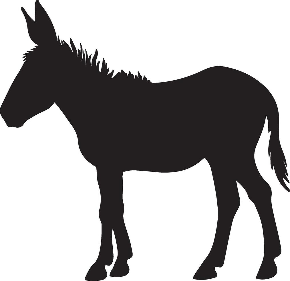 Donkey Silhouette Vector Illustration White Background