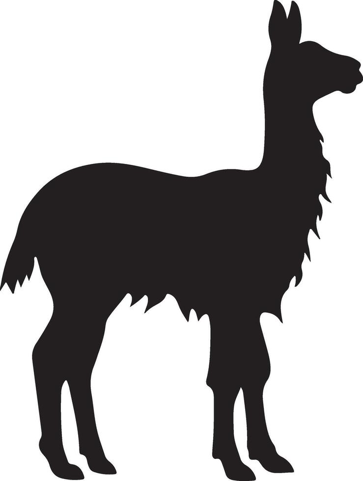 Llama Silhouette Vector Illustration White Background