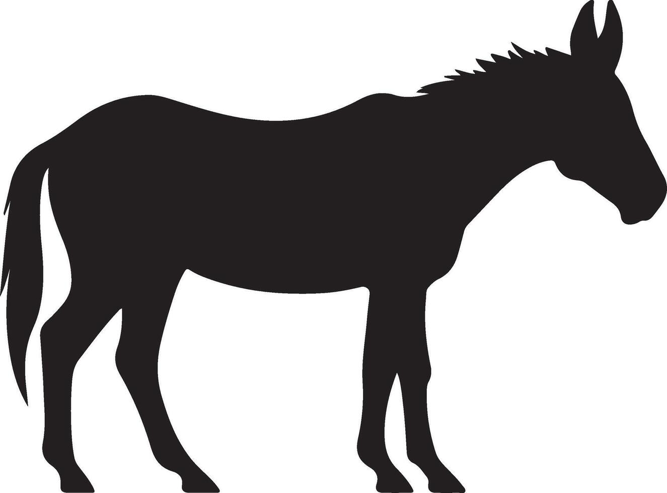 Donkey Silhouette Vector Illustration White Background