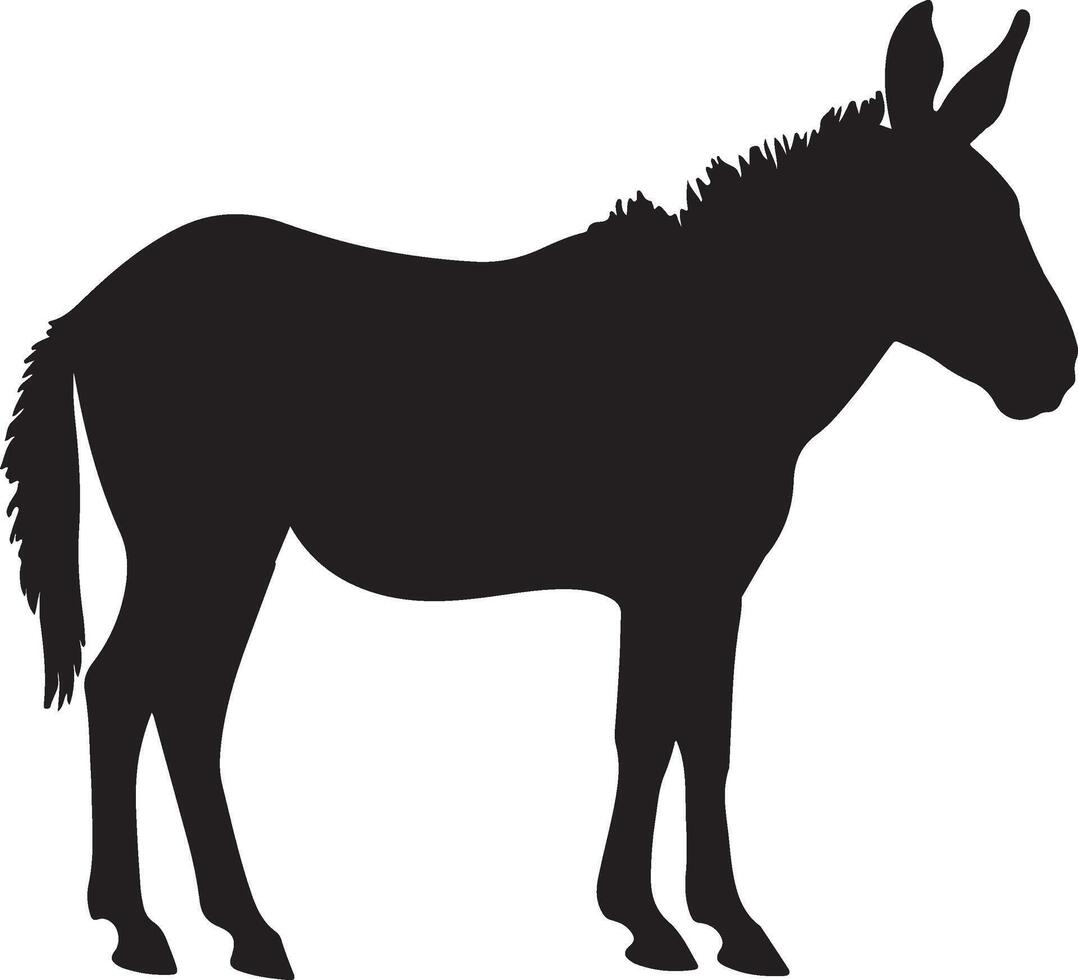 Donkey Silhouette Vector Illustration White Background