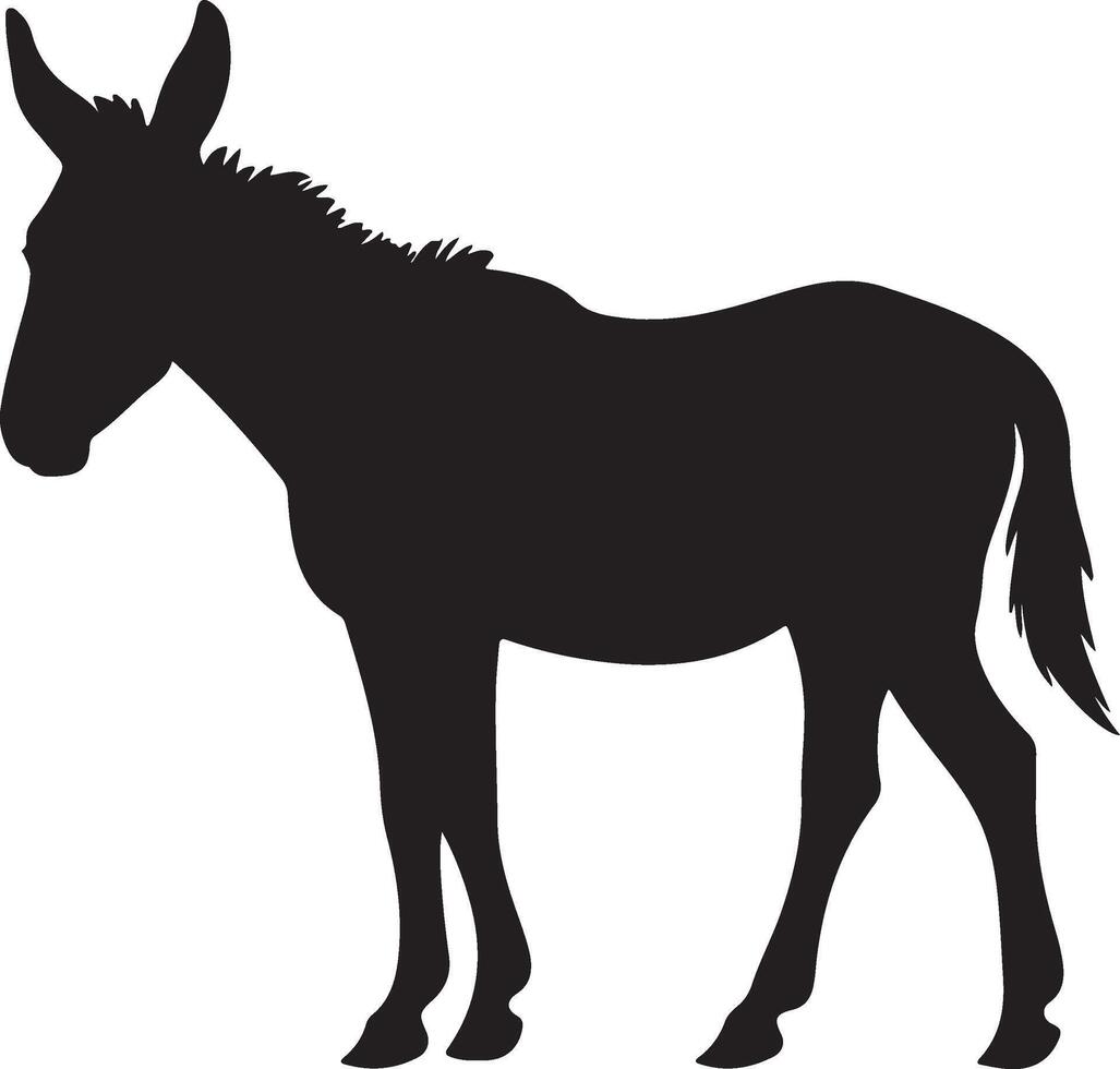 Donkey Silhouette Vector Illustration White Background