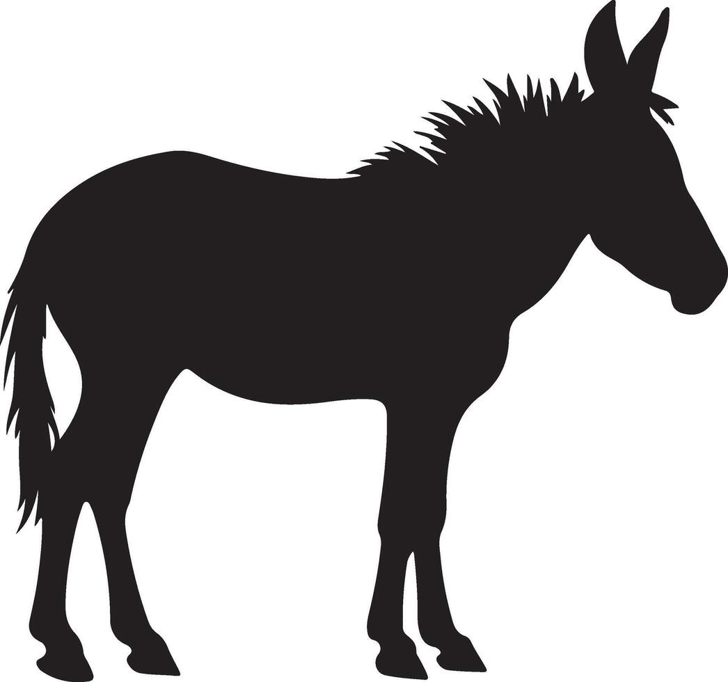 Donkey Silhouette Vector Illustration White Background