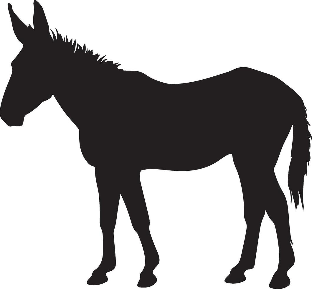 Donkey Silhouette Vector Illustration White Background