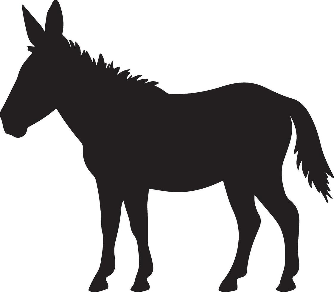 Donkey Silhouette Vector Illustration White Background
