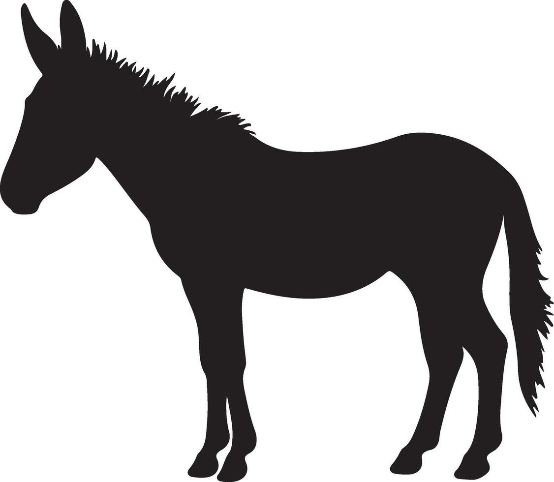 Donkey Silhouette Vector Illustration White Background