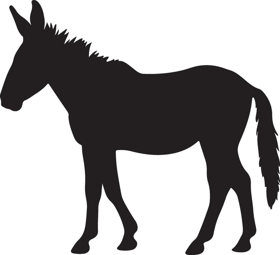 Donkey Silhouette Vector Illustration White Background