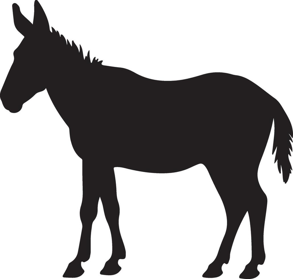 Donkey Silhouette Vector Illustration White Background
