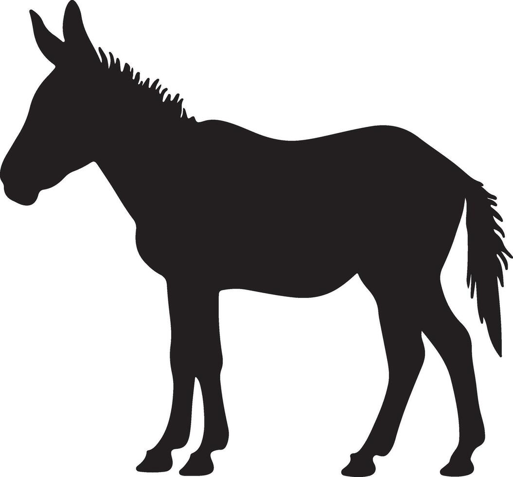 Donkey Silhouette Vector Illustration White Background