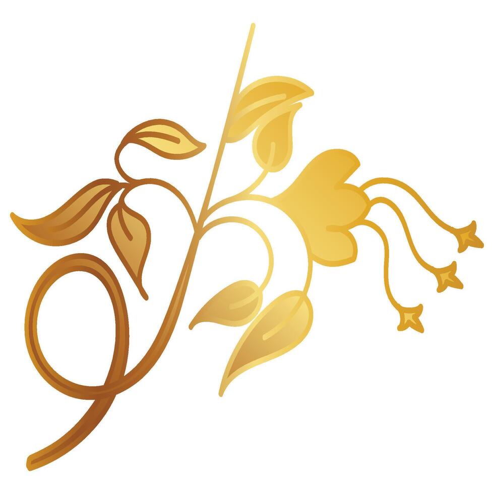 golden abstract quilling flower for paper cover decoration vector