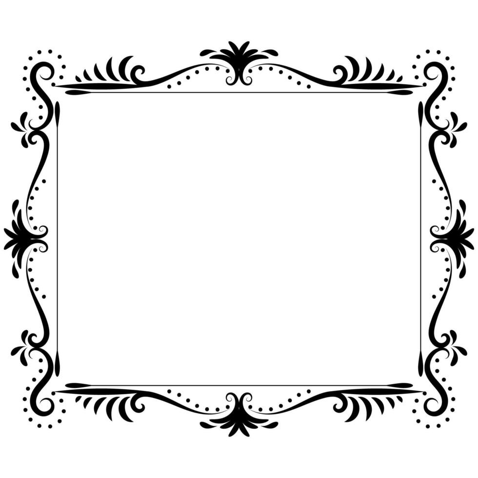Retro vintage frame is an antique photo frame. Decorated with rolled flowers and dividers. vector