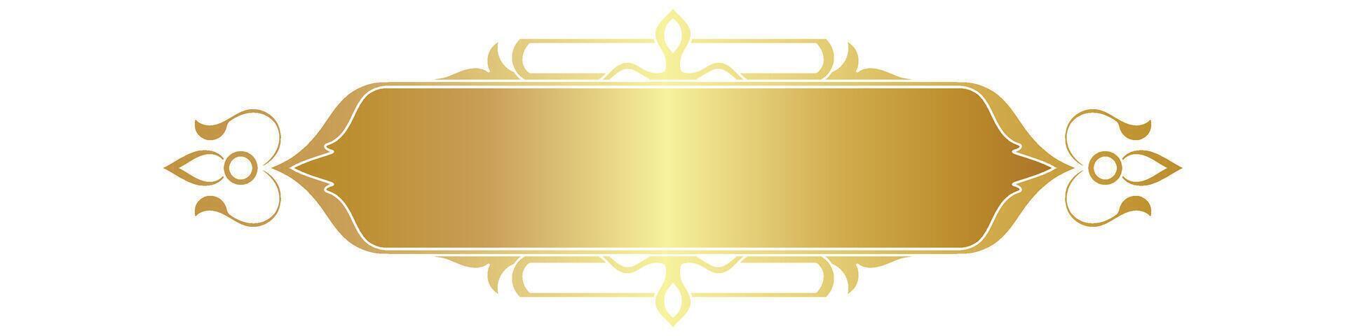 Golden frame. Luxurious golden arabic Islamic text box title border vector