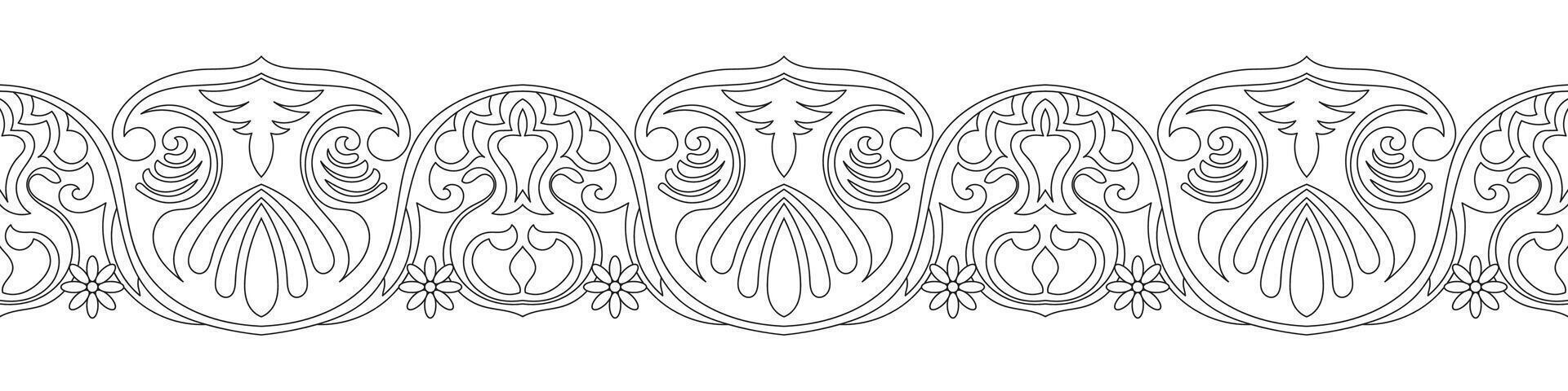 simple mandala Horizontal mandala line pattern. Black pattern brush on white background. vector