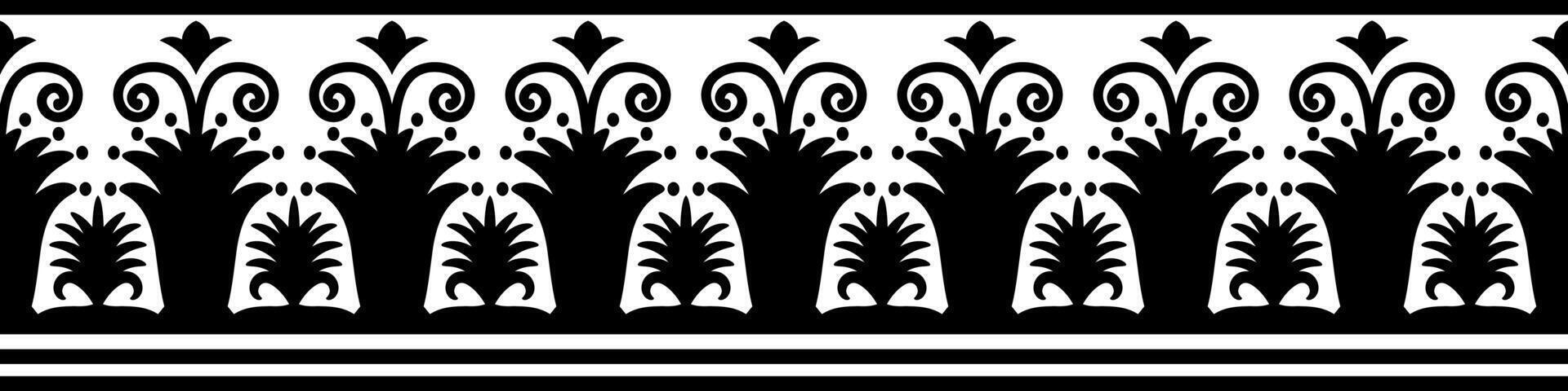 simple mandala Horizontal mandala line pattern. Black pattern brush on white background. vector