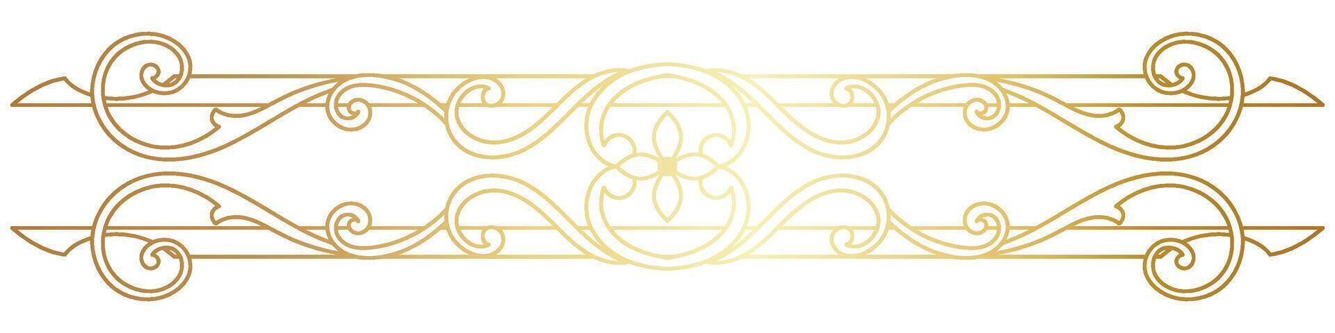 Clásico líneas decorativo elementos dorado flor frontera colección vector