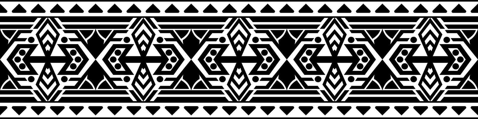 Seamless geometric border. Polynesian wrist tattoos Black bracelet pattern. Traditional Maori design for creating templates and printing patterns. vector