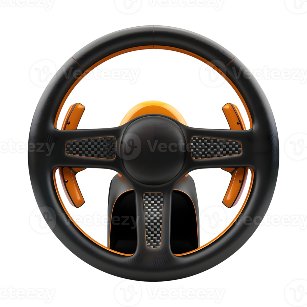 AI generated 3D Rendering of a Car Steering Wheel on Transparent Background - Ai Generated png