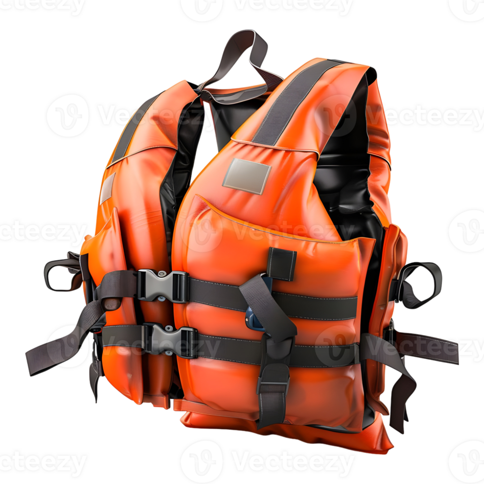 AI generated 3D Rendering of a Orange Life Jacket on Transparent Background - Ai Generated png