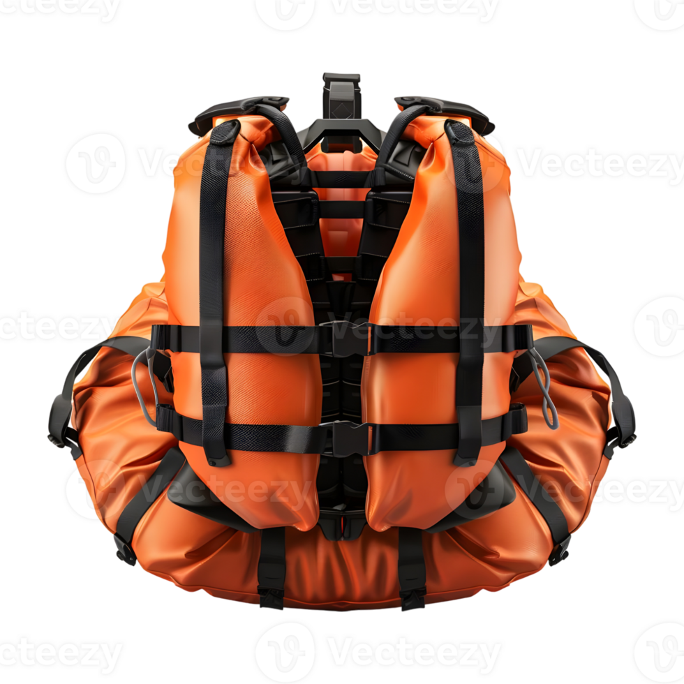 AI generated 3D Rendering of a Orange Life Jacket on Transparent Background - Ai Generated png