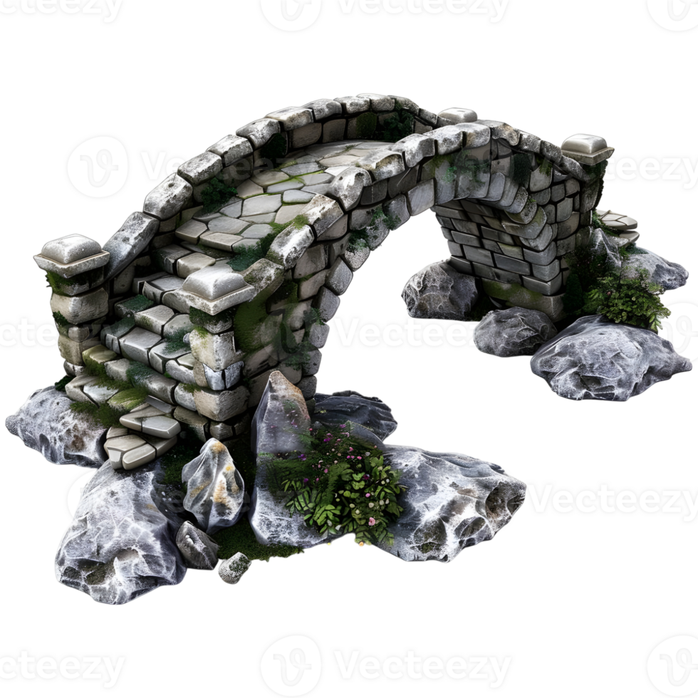 AI generated Vintage Stone Bridge on Transparent background - Ai Generated png