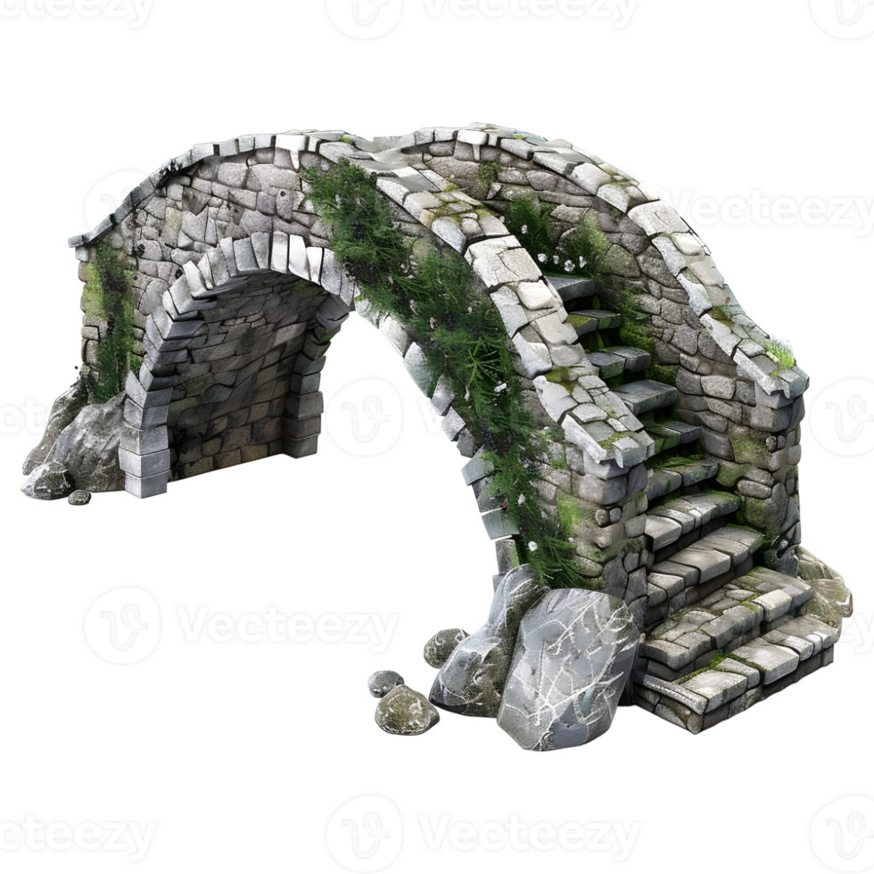 AI generated Vintage Stone Bridge on Transparent background - Ai Generated png