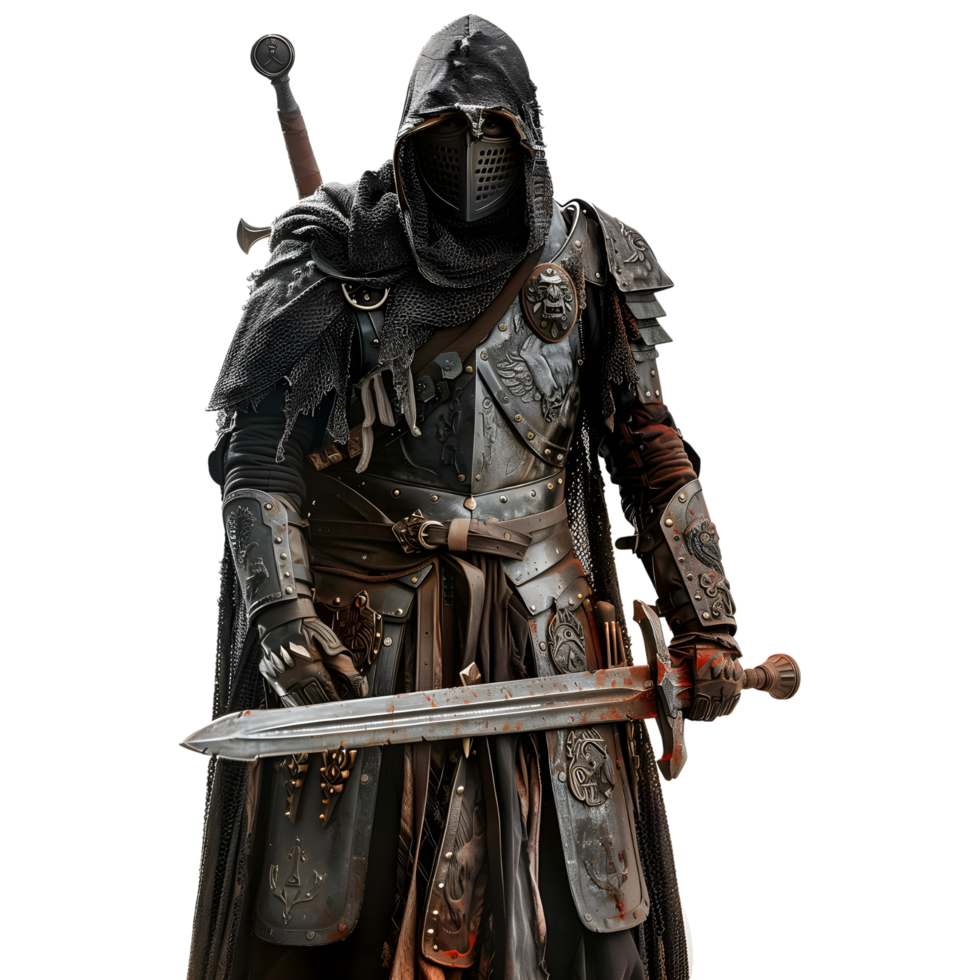 AI generated Warrior Fighter With Sword on Transparent background - Ai Generated png