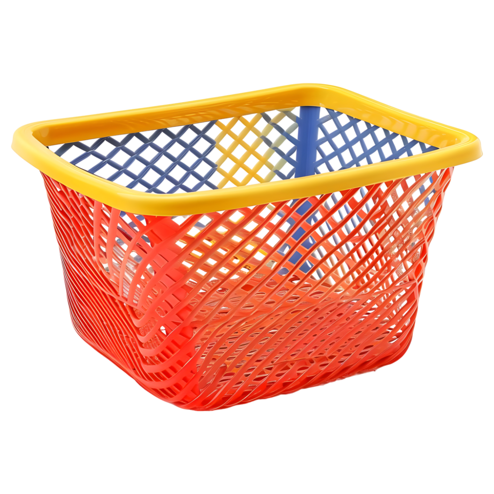 AI generated 3D Rendering of a Empty Plastic Basket on Transparent Background - Ai Generated png