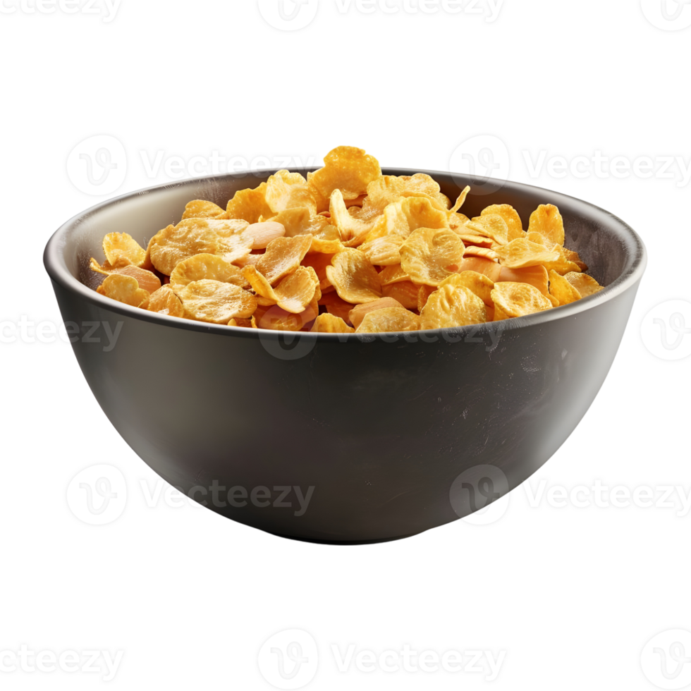 AI generated 3D Rendering of a Corn Flaked Breakfast on Transparent Background - Ai Generated png