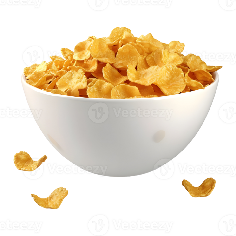 AI generated 3D Rendering of a Corn Flaked Breakfast on Transparent Background - Ai Generated png