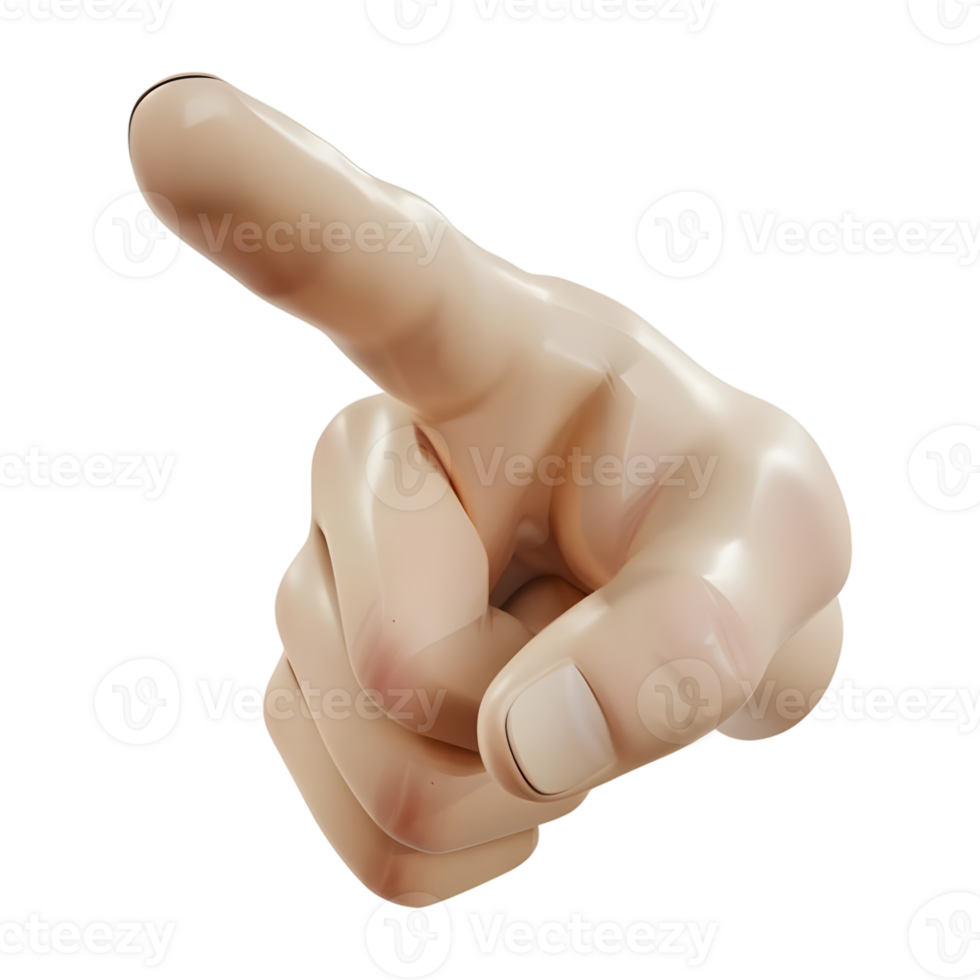 AI generated 3D Rendering of a Finger Pointing Hand on Transparent Background - Ai Generated png