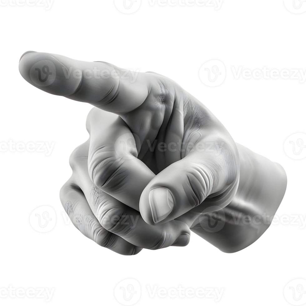 AI generated 3D Rendering of a Finger Pointing Hand on Transparent Background - Ai Generated png